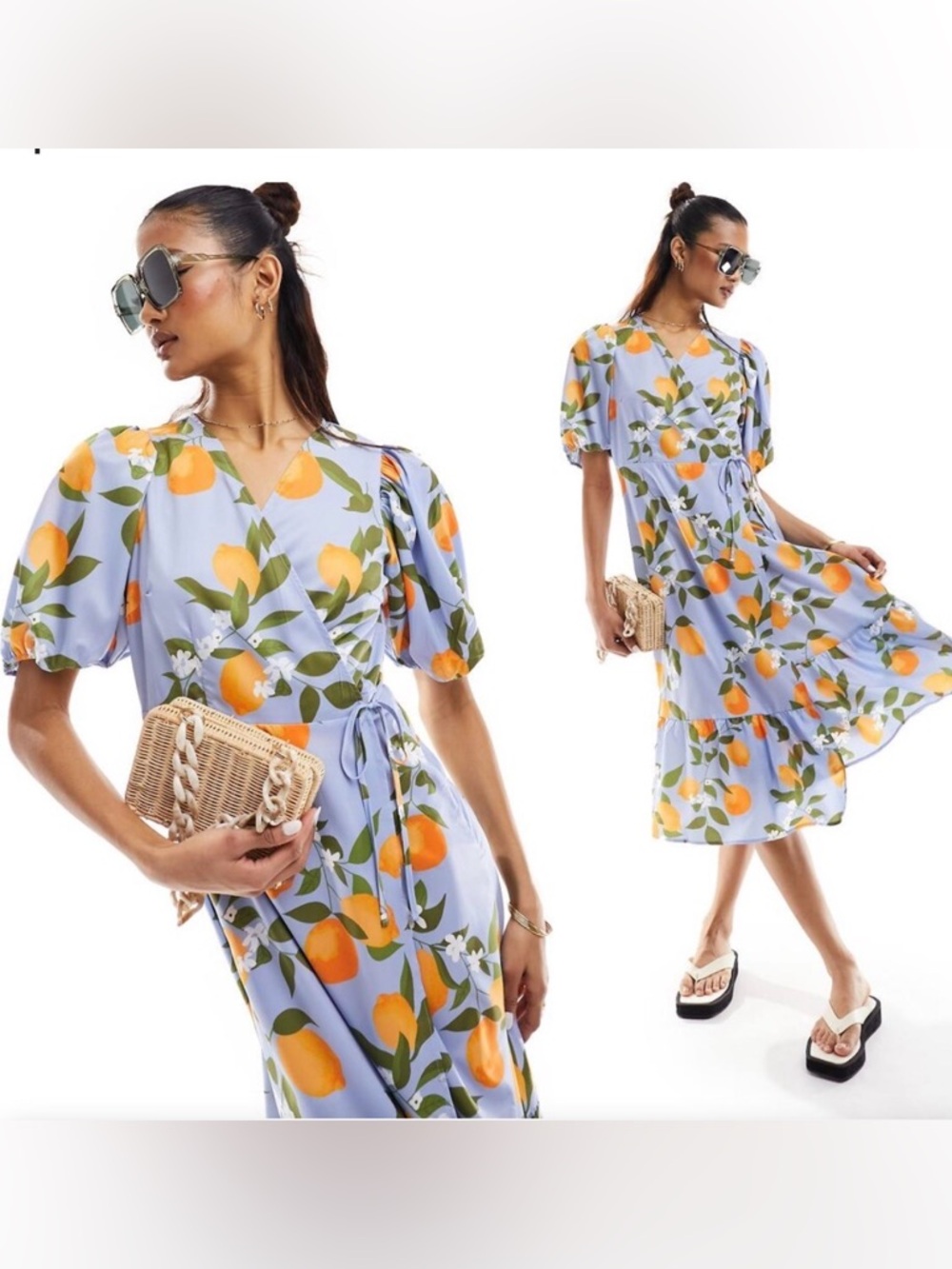Wrap blue midi dress small